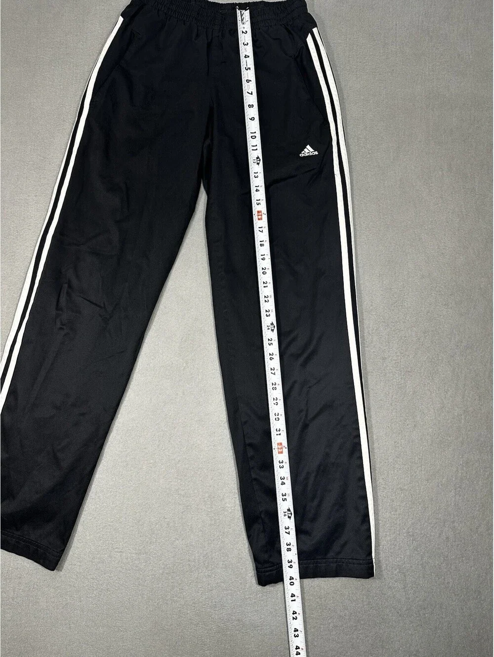 Adidas Black Track Pants 3-Stripe Athletic Joggers Zip Ankle Mens M